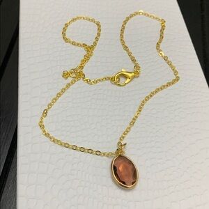 Elegant Gold tone  and brown Pendant Necklace